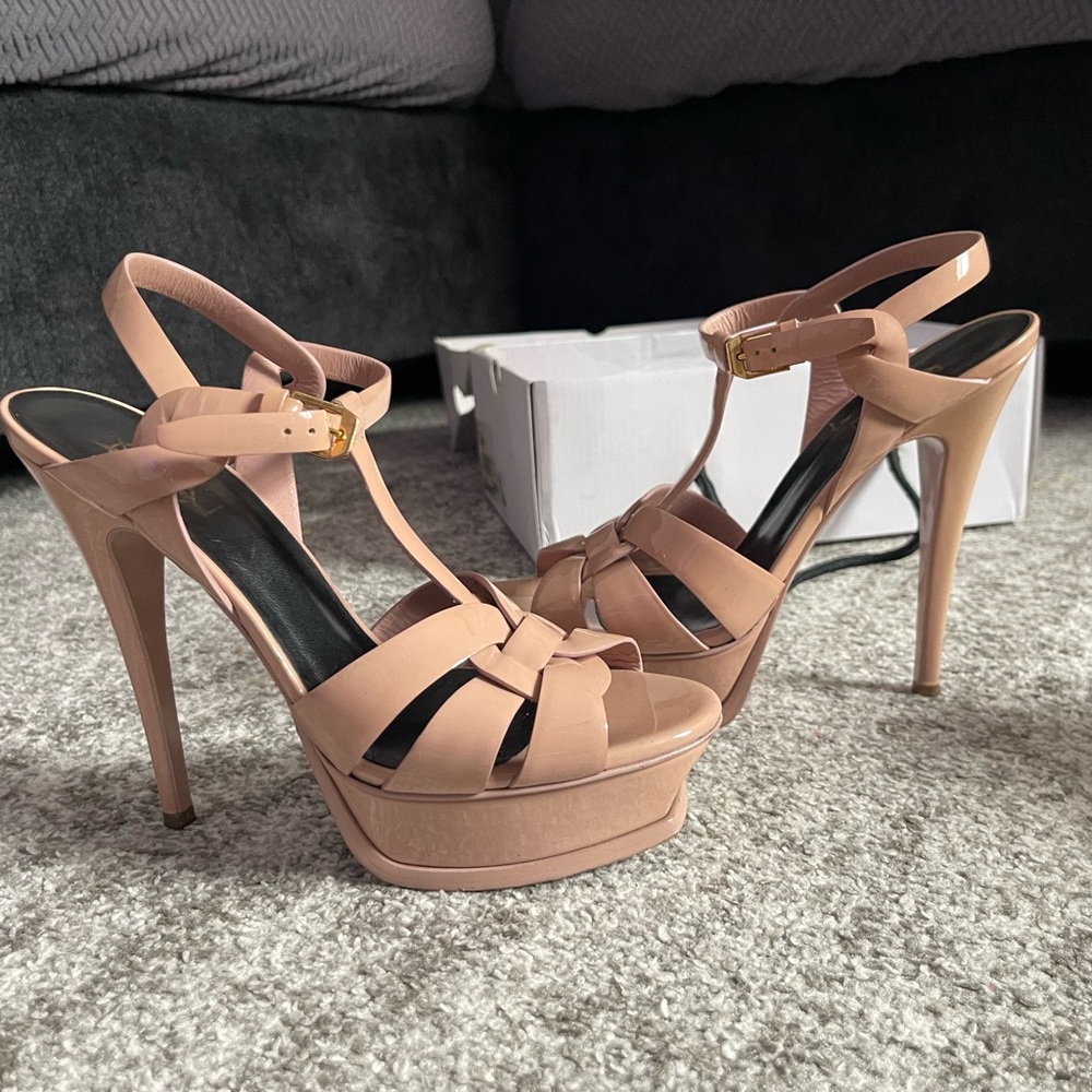 Saint Laurent Tan High Heel Sandals